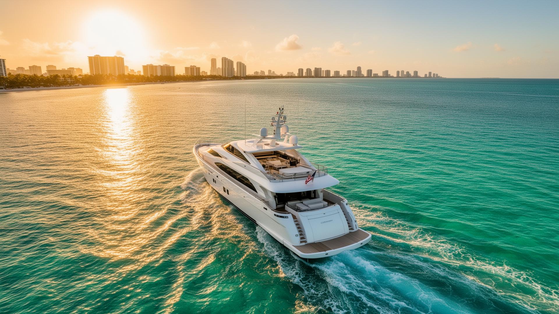 Luxury yacht cruising in Miami